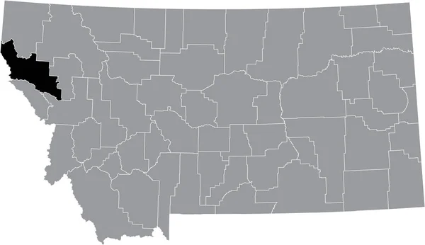 Svart Markerad Plats Karta Över Sanders County Inuti Grå Karta — Stock vektor