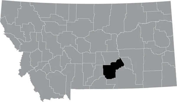 Preto Destaque Mapa Localização Condado Yellowstone Dentro Mapa Cinza Estado — Vetor de Stock