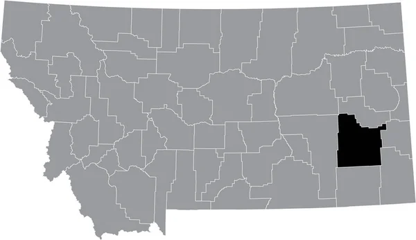 Zwart Gemarkeerde Kaart Van Locatie Van Custer County Grijze Kaart — Stockvector