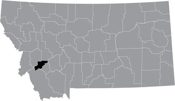 Preto Destaque Mapa Localização Condado Deer Lodge Dentro Mapa Cinza —  Vetores de Stock