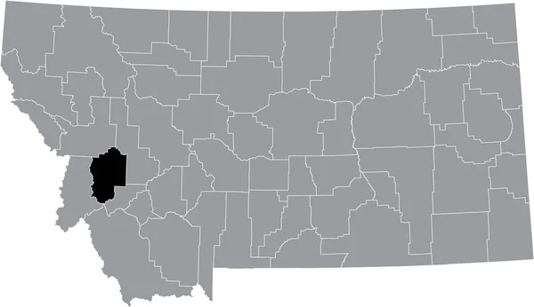 アメリカ合衆国モンタナ州の灰色の地図の中のグラナイト郡の黒いハイライトされた場所 — ストックベクタ