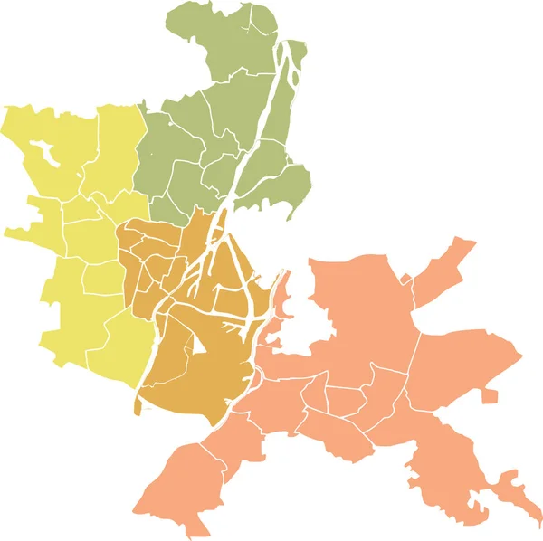 Mapa Vetorial Pastel Simples Com Bairros Municipais Distritos Urbanos Szczecin —  Vetores de Stock