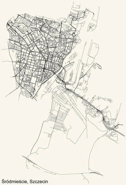 Navegação Detalhada Mapa Das Estradas Urbanas Rua Fundo Bege Vintage — Vetor de Stock