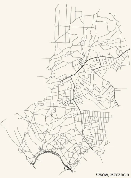 Detaillierte Navigation Stadtplan Auf Beigem Hintergrund Des Stadtviertels Osw Der — Stockvektor