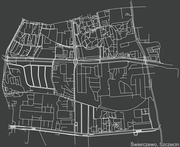 Navegação Negativa Detalhada Rua Urbana Estradas Mapa Fundo Cinza Escuro — Vetor de Stock