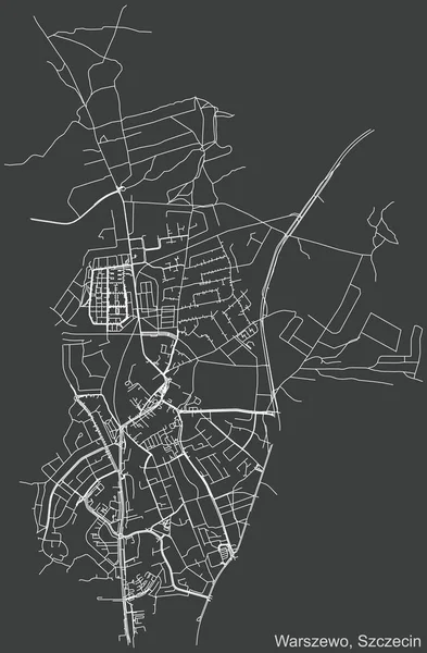 Navegação Negativa Detalhada Rua Urbana Estradas Mapa Fundo Cinza Escuro — Vetor de Stock