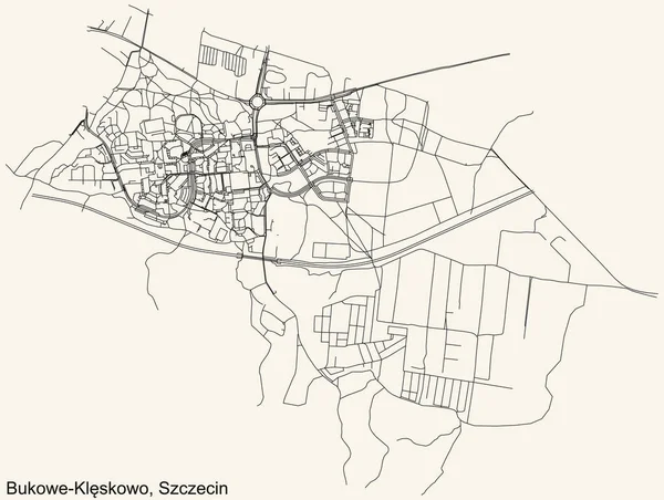 Detailed Navigation Urban Street Roads Map Vintage Beige Background Quarter — Stock Vector