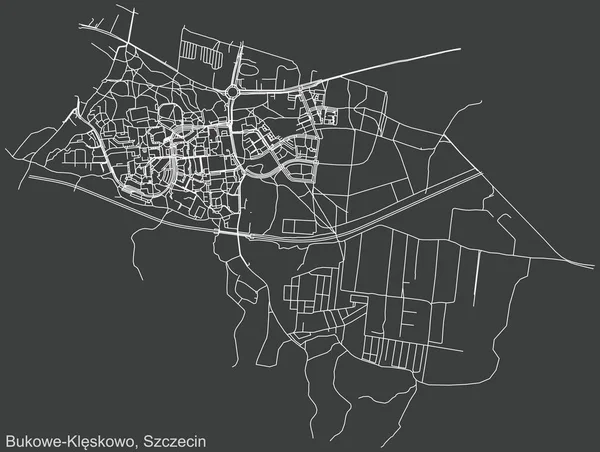 Detailed Negative Navigation Urban Street Roads Map Dark Gray Background — Stock Vector