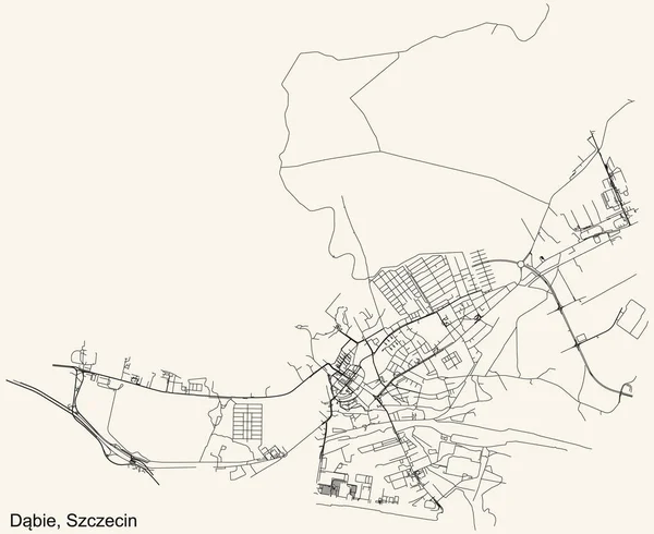 Detaillierte Navigation Stadtplan Auf Beigem Hintergrund Des Viertels Dbie Stadtviertel — Stockvektor
