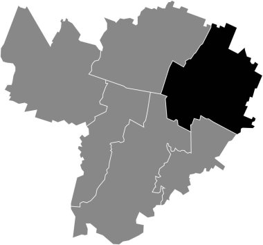 İtalya 'nın bölgesel başkenti Bologna' nın gri kentsel bölgeleri içindeki Quartiere San Donato-San Vitale bölgesinin siyah konum haritası.