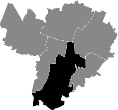 İtalya 'nın bölgesel başkenti Bologna' nın gri kentsel bölgelerindeki Quartiere Santo Stefano bölgesinin siyah konum haritası.