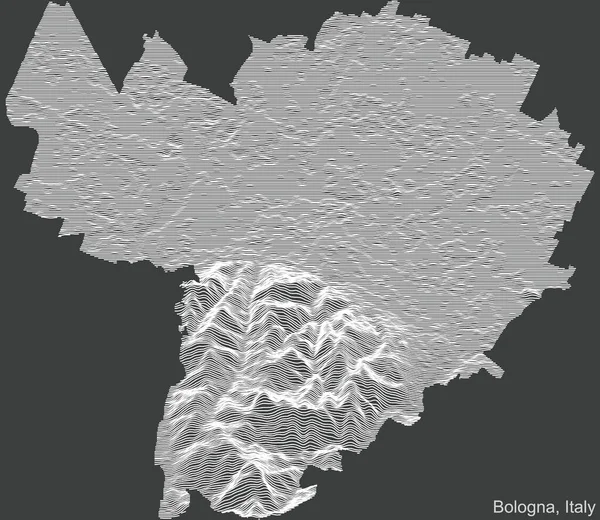 Топографическая Негативная Рельефная Карта Города Болонья Италия Белыми Контурными Линиями — стоковый вектор