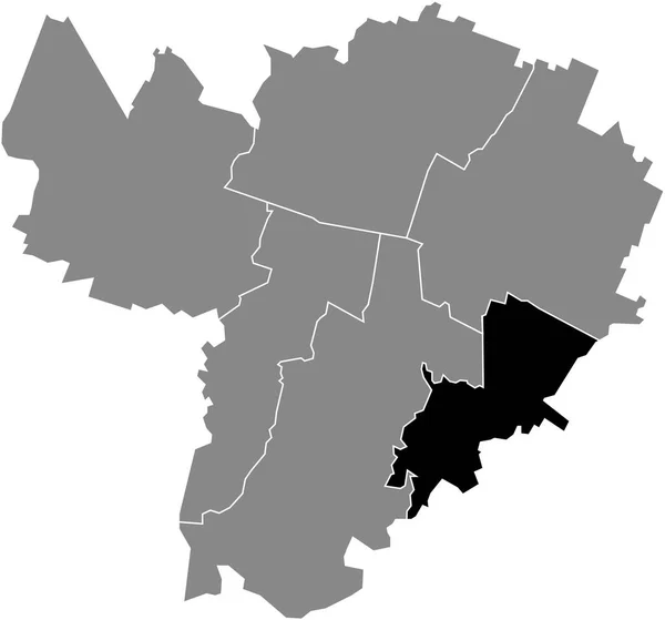 Mapa Ubicación Negro Del Barrio Quartiere Savena Dentro Los Distritos — Vector de stock