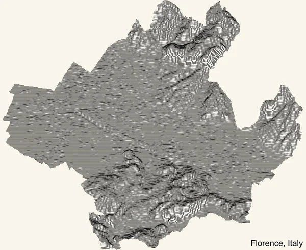 Talya Nın Floransa Kentinin Topografik Pozitif Yardım Haritası Bej Arka — Stok Vektör