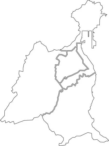 Einfache Leere Weiße Vektorkarte Mit Schwarzen Rändern Der Stadtbezirke Von — Stockvektor