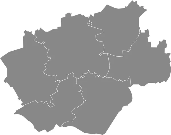 Простая Чистая Серая Векторная Карта Белыми Границами Городских Районов Бохума — стоковый вектор