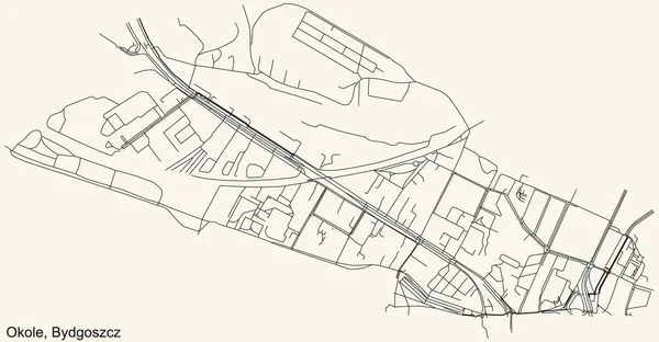 Navigation Détaillée Carte Routière Urbaine Sur Fond Beige Vintage Quartier — Image vectorielle