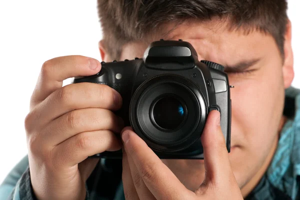 Manlig fotograf fotografering — Stockfoto