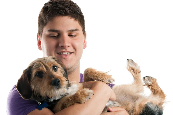 Man Holding His Dog — Stock Photo, Image