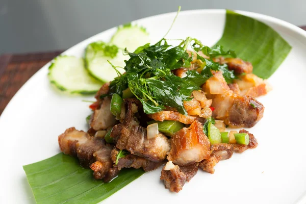 Thaise krokant varkensvlees maaltijd — Stockfoto