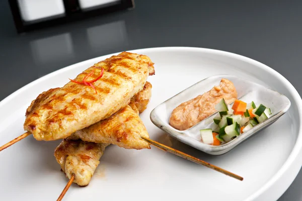 Grilled Chicken Satay Skewers — Stock Photo, Image