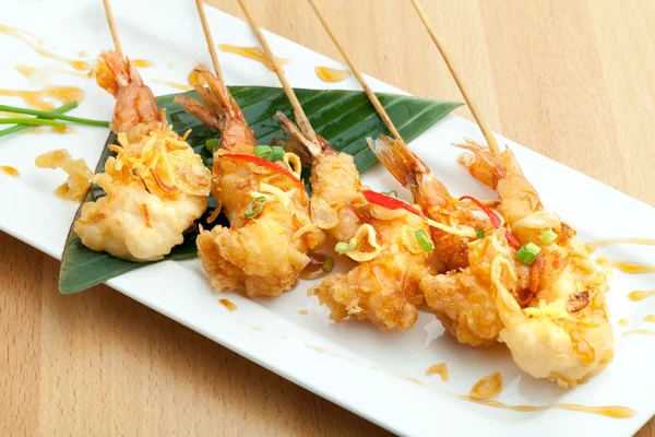 Thai Tempura Shrimp Skewers — Stock Photo, Image