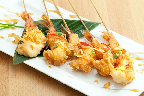 Thaise Tempura garnaal spiesjes Stockfoto