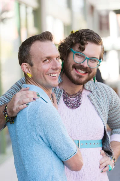 Gender Fluid Young Men Embracing — Stock Photo, Image