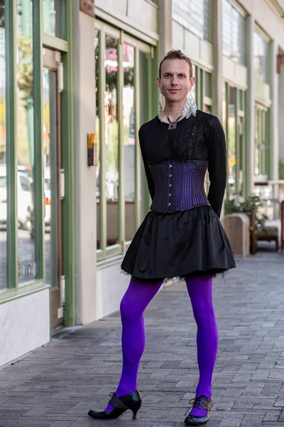 Gender Fluid Young Man in Heels — Stock Photo, Image