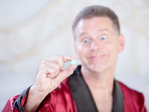 Happy Man with Blue Pill 