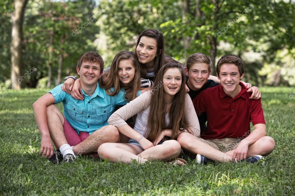 Group school teenager outdoor