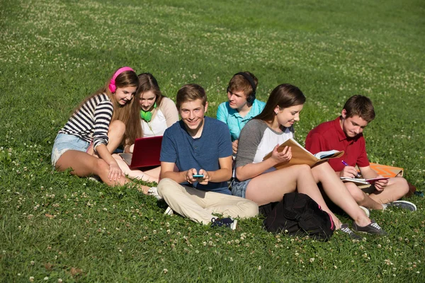 Cute Teens Studying Together — Stock Photo, Image