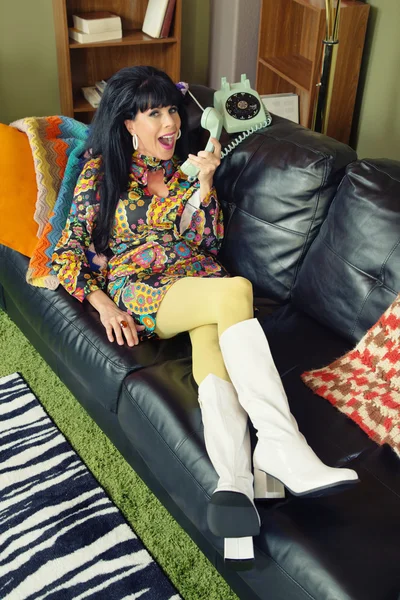 Woman Teashing on Telephone — Stock Photo, Image