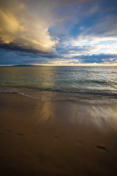 Footprints in Sand at Sunset — Stock Photo, Image