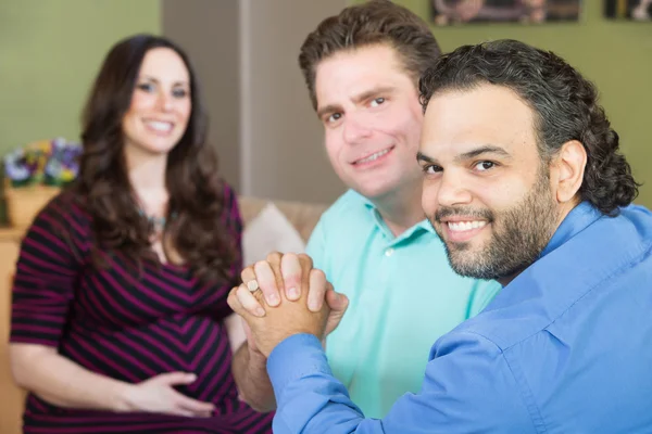 Happy Gay Parents with Pregnant Woman — Stock Photo, Image