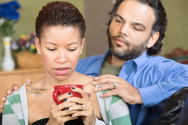 Sad Woman and Sympathetic Man — Stock Photo, Image