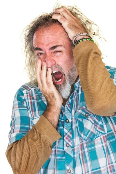 Homem cansado coçar a cabeça — Fotografia de Stock