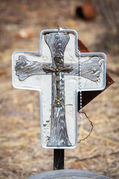 Home Made Catholic Grave Marker — Stock Photo, Image