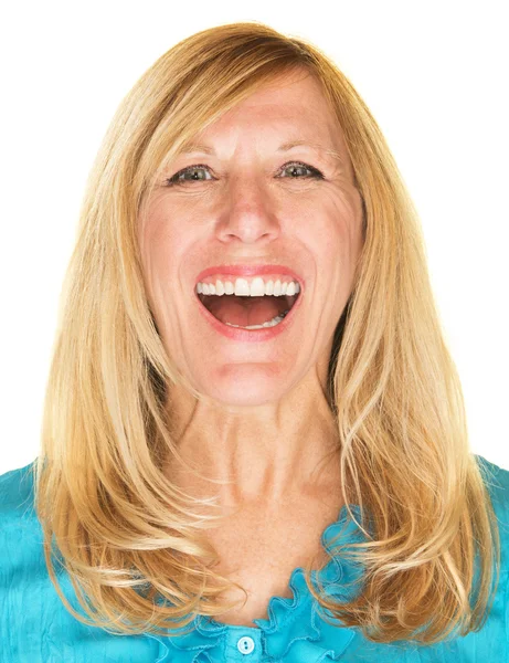 Śmiejąc się kobieta dla dorosłych — Zdjęcie stockowe