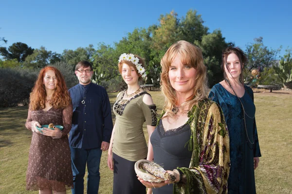 Pagandom posing with ritual subjects — Stock Photo, Image