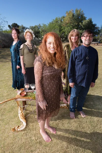 Pagandom posing with ritual subjects — Stock Photo, Image