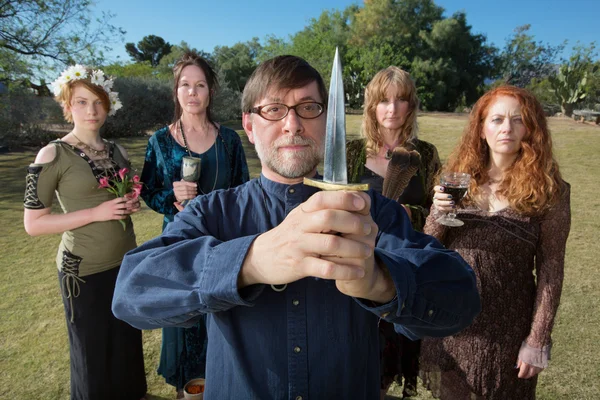 Pagandom posing with ritual subjects — Stock Photo, Image