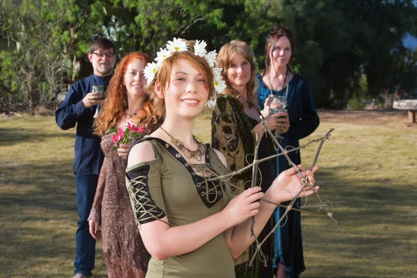 Pagandom posing with ritual subjects — Stock Photo, Image