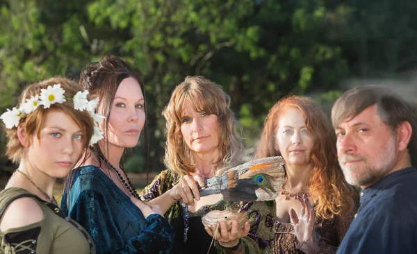Five Witches with Feather — Stock Photo, Image