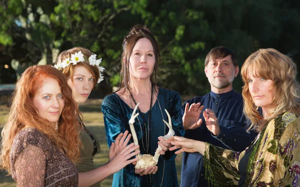 Wicca People with Antlers — Stock Photo, Image