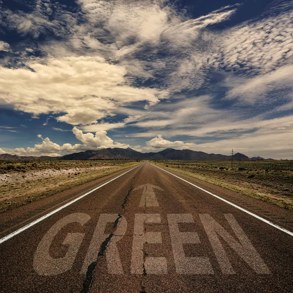 Strada con la parola verde — Foto Stock