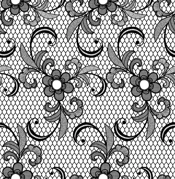 Lace seamless pattern with flowers — Stock Vector