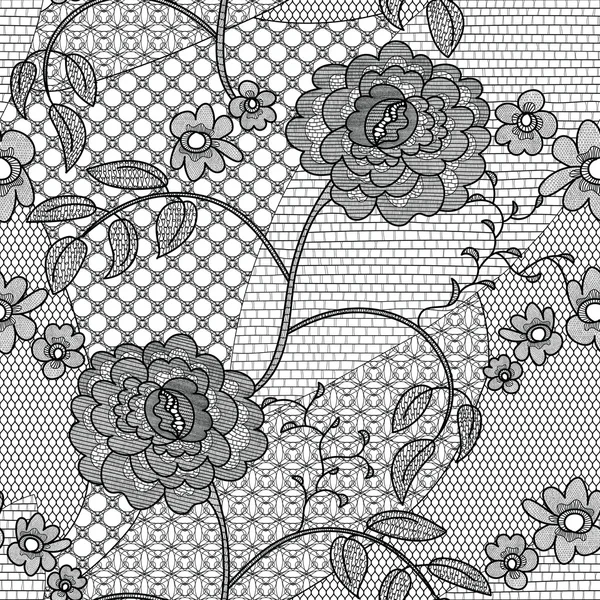 Lace seamless pattern with flowers — Stock Photo, Image