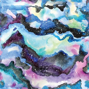 Suluboya gökada illüstrasyon. Seamless modeli.