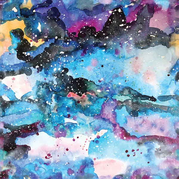 Akvarell galaxy illustration. Seamless mönster. — Stock vektor